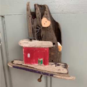 Handmade Driftwood Cottage Plaque with hooks